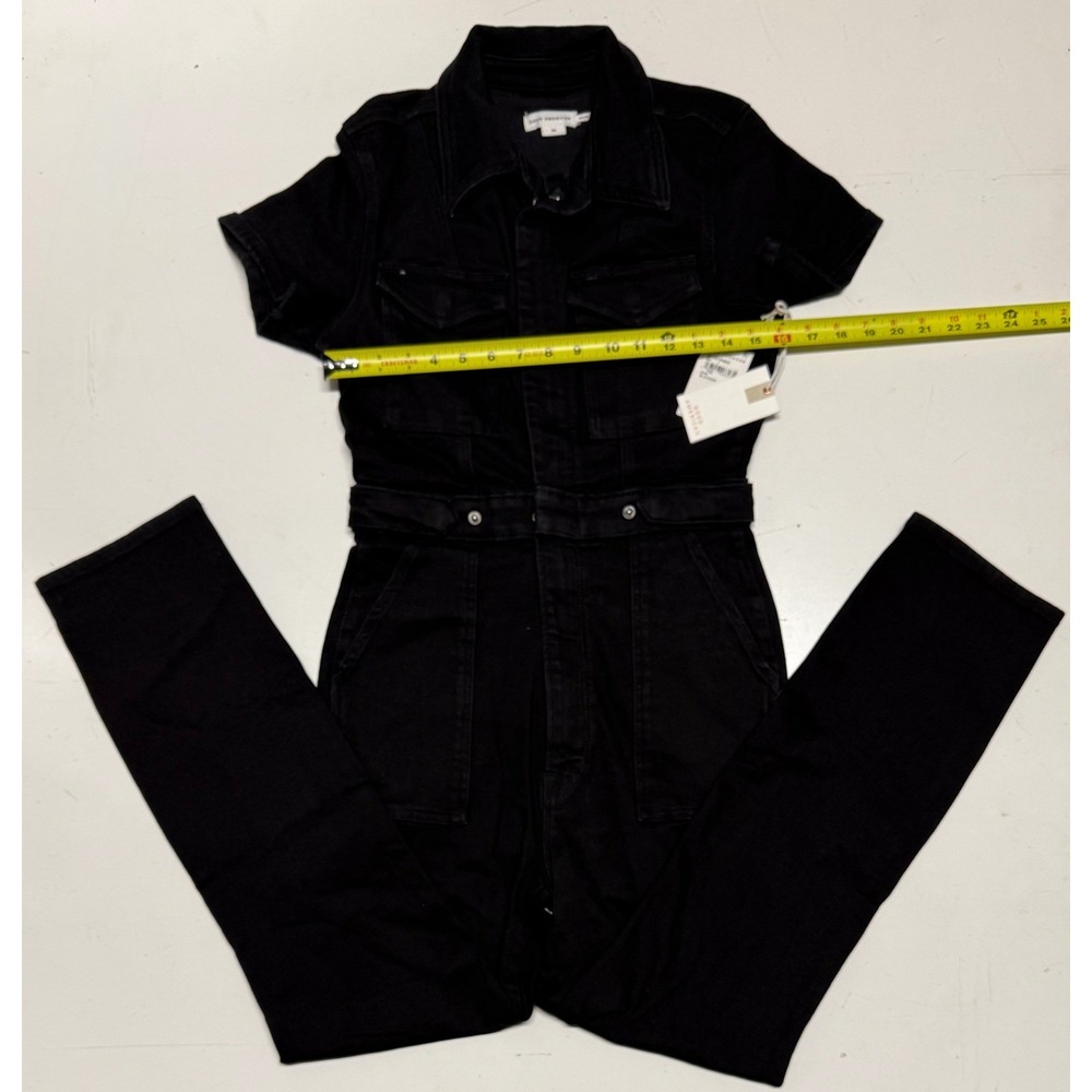 GOOD AMERICAN Fit for Success Black Denim Jumpsuit Collared Women's Size M New